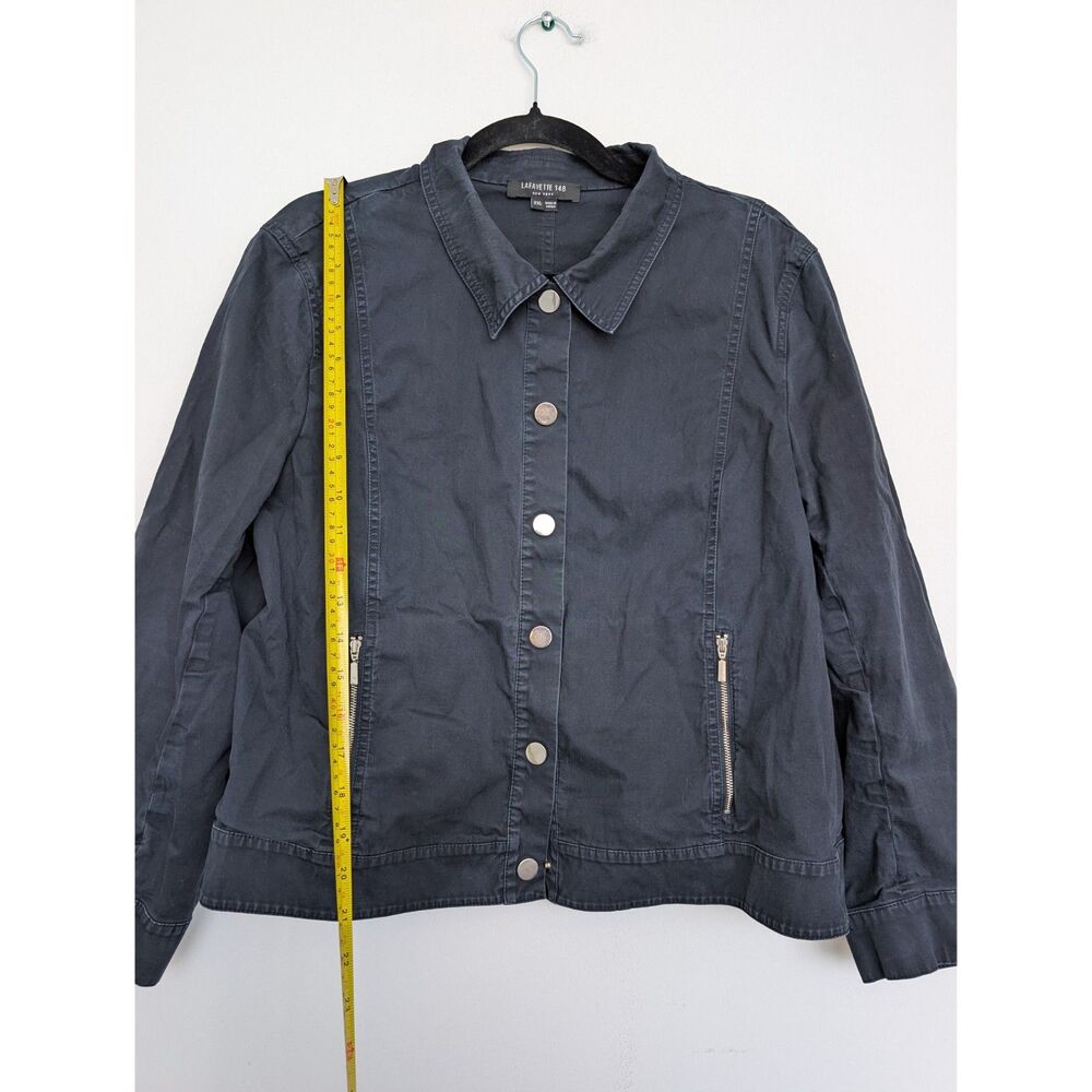 Lafayette 148 Navy Snap Button Collared Lightweig… - image 4